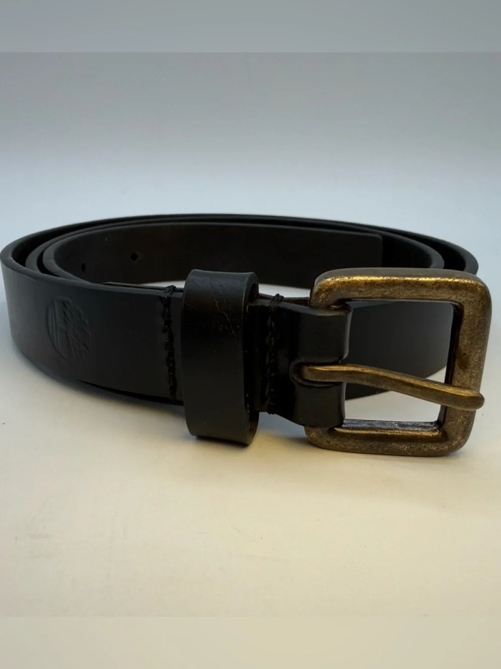 Timberland Genuine Leather Black Belt Antique Brass Buckle Size XL India